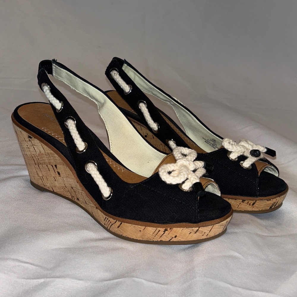 Sperry Women's Navy Espadrille Wedges